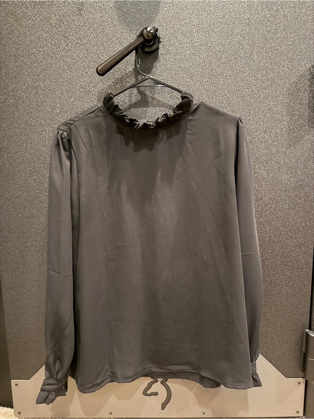 Zenana Outfitters Black Long Sleeve Ruffle-Neck Shirt